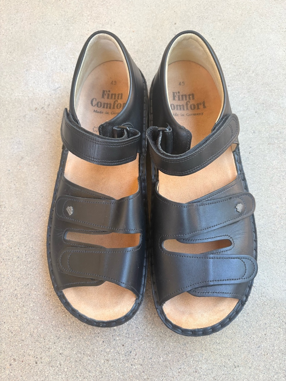 Finn Comfort Baltrum Mens EU 45 US 11 Black Leather Adjustable Comfort Sandals